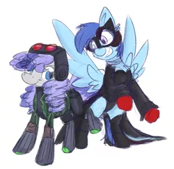 Size: 2225x2160 | Tagged: safe, artist:littleblackraencloud, derpibooru import, oc, oc:cinnabyte, pegasus, pony, adorkable, clothes, costume, cute, dork, duo, eye clipping through hair, female, image, mare, persona 5, png, smiling