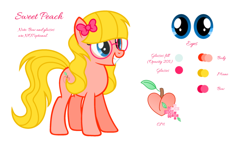 Size: 2500x1469 | Tagged: safe, artist:darbypop1, derpibooru import, oc, oc:sweet peach, unofficial characters only, earth pony, pony, female, glasses, image, mare, png, simple background, solo, transparent background