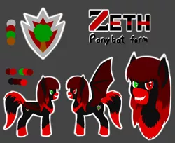 Size: 6000x4900 | Tagged: safe, artist:zethbsoul, derpibooru import, oc, oc:zeth b. soul, bat pony, pony, black and red, gray background, image, jpeg, simple background