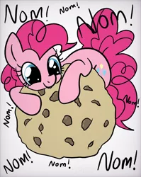 Size: 1536x1928 | Tagged: safe, artist:sjart117, derpibooru import, pinkie pie, earth pony, pony, big eyes, cookie, cute, diapinkes, female, food, giant food, image, mare, nom, png, silly, solo