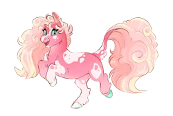 Size: 1024x689 | Tagged: safe, artist:vindhov, derpibooru import, oc, unofficial characters only, pony, unicorn, colored hooves, female, image, leonine tail, magical lesbian spawn, mare, offspring, parent:pinkie pie, parent:sunset shimmer, parents:sunsetpie, piebald coloring, png, simple background, solo, transparent background