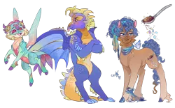 Size: 1034x640 | Tagged: safe, artist:bunnari, derpibooru import, oc, unofficial characters only, dragon, dragonling, hybrid, pony, image, interspecies offspring, magical lesbian spawn, offspring, parent:coco pommel, parent:garble, parent:princess ember, parent:saffron masala, parent:thorax, parents:emble, parents:embrax, png, simple background, transparent background
