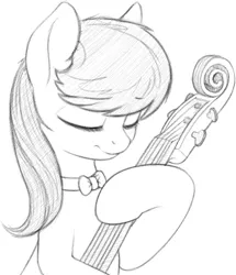 Size: 730x849 | Tagged: safe, artist:zippysqrl, derpibooru import, octavia melody, pony, bowtie, bust, cello, eyes closed, female, grayscale, image, monochrome, musical instrument, png, solo