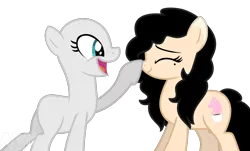 Size: 1148x695 | Tagged: safe, artist:amgiwolf, derpibooru import, oc, oc:amgi, unofficial characters only, earth pony, pony, bald, base used, boop, duo, earth pony oc, eyelashes, female, image, mare, open mouth, png, raised hoof, simple background, smiling, transparent background