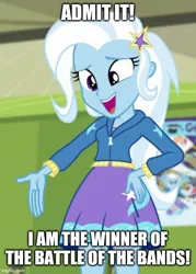 Size: 500x699 | Tagged: safe, derpibooru import, edit, edited screencap, screencap, trixie, equestria girls, equestria girls series, forgotten friendship, rainbow rocks, battle of the bands, caption, image, image macro, jpeg, reference, shitposting, text