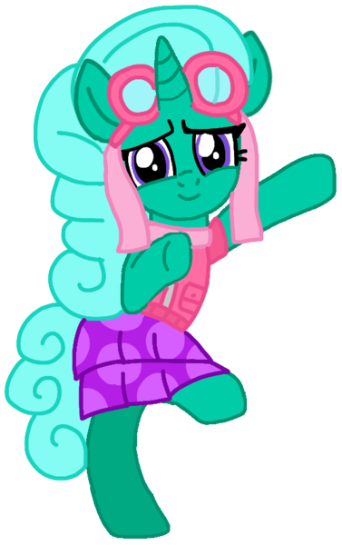 Size: 539x858 | Tagged: safe, artist:徐詩珮, derpibooru import, glitter drops, pony, unicorn, series:sprglitemplight diary, series:sprglitemplight life jacket days, series:springshadowdrops diary, series:springshadowdrops life jacket days, alternate universe, clothes, cute, female, glitterbetes, image, mare, paw patrol, png, simple background, skye (paw patrol), transparent background
