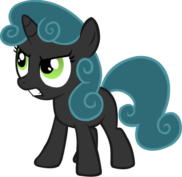 Size: 5000x4872 | Tagged: safe, artist:goldenheart4, derpibooru import, queen chrysalis, sweetie belle, pony, unicorn, female, filly, gritted teeth, image, missing cutie mark, palette swap, png, recolor, simple background, solo, transparent background