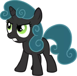 Size: 5000x4872 | Tagged: safe, artist:goldenheart4, derpibooru import, queen chrysalis, sweetie belle, pony, unicorn, female, filly, gritted teeth, image, missing cutie mark, palette swap, png, recolor, simple background, solo, transparent background