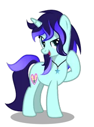 Size: 724x976 | Tagged: safe, artist:aquabright0219, derpibooru import, oc, oc:aqua bright, unofficial characters only, pony, unicorn, female, horn, image, jewelry, mare, necklace, open mouth, png, raised hoof, simple background, smiling, solo, transparent background, unicorn oc