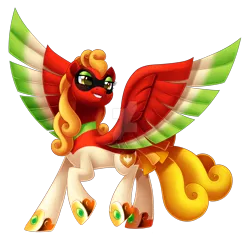 Size: 1600x1544 | Tagged: safe, artist:centchi, derpibooru import, oc, oc:ho-oh, ponified, ho-oh, pegasus, poképony, pony, colored wings, commission, crossover, female, image, mare, multicolored wings, png, pokémon, simple background, solo, spread wings, transparent background, watermark, wings
