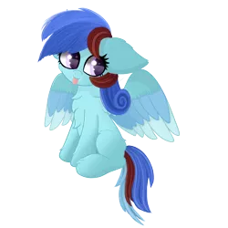 Size: 4000x4000 | Tagged: safe, artist:windykirin, derpibooru import, oc, oc:sweet tooth, unofficial characters only, pegasus, pony, derpibooru community collaboration, 2021 community collab, :p, colored wings, cute, fangs, female, image, mare, multicolored wings, png, simple background, sitting, solo, tongue out, transparent background, wings