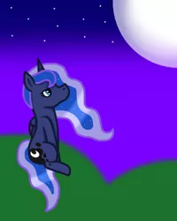 Size: 400x500 | Tagged: safe, artist:lightningbolt39, derpibooru import, princess luna, alicorn, pony, female, hill, image, mare, moon, night, png, sitting, sky, solo, stars