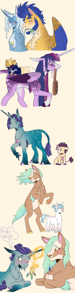 Size: 708x2745 | Tagged: safe, artist:corisodapop, derpibooru import, flash sentry, trixie, twilight sparkle, twilight sparkle (alicorn), oc, oc:frizzy frazz, oc:shelly shores, oc:sparky peaches, alicorn, pony, bag, canon x oc, colt, crying, disguise, female, filly, flower, image, magic, male, mouth hold, offspring, parent:flash sentry, parent:twilight sparkle, parents:flashlight, png, saddle bag, shipping, two toned wings, vulgar, wings