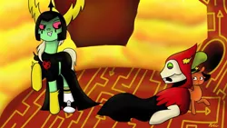 Size: 1024x576 | Tagged: safe, artist:mimicproductions, derpibooru import, ponified, pony, clothes, converse, crossover, image, jpeg, lava, lord dominator, lord hater, shoes, wander (wander over yonder), wander over yonder
