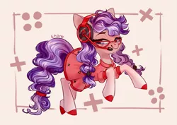 Size: 4093x2894 | Tagged: safe, artist:shore2020, derpibooru import, oc, oc:cinnabyte, earth pony, pony, clothes, dress, female, glasses, image, mare, pigtails, png, solo