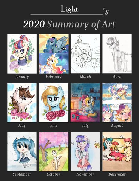 Size: 2850x3700 | Tagged: safe, artist:lightisanasshole, derpibooru import, moondancer, pinkie pie, princess celestia, princess luna, oc, oc:cloud cuddler, oc:dorm pony, oc:radler, alicorn, earth pony, human, pegasus, pony, unicorn, art summary, barn, bust, christmas, comic, flower, garden, hatsune miku, holiday, image, japanese, jpeg, marker drawing, moon runes, portrait, sketch, traditional art, watercolor painting