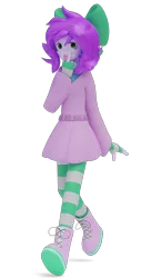 Size: 2086x4096 | Tagged: suggestive, artist:rainyalex5, derpibooru import, oc, oc:mable syrup, unofficial characters only, human, equestria girls, 3d, boots, bow, clothes, deaf, dress, humanized, image, platform boots, png, render, shoes, simple background, socks, solo, striped socks, transparent background