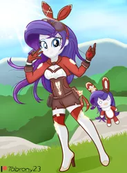 Size: 1415x1927 | Tagged: safe, artist:tabrony23, derpibooru import, rarity, equestria girls, amber (genshin impact), baron bunny (genshin impact), boots, clothes, cosplay, costume, cute, female, genshin impact, gloves, high res, image, looking at you, patreon, patreon logo, png, shoes, smiling, solo