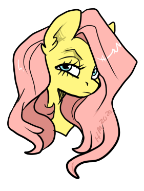 Size: 281x372 | Tagged: safe, artist:twiggy doodle, derpibooru import, fluttershy, pegasus, pony, bitchface, bust, female, image, looking at you, mare, png, portrait, simple background, solo, three quarter view, white background