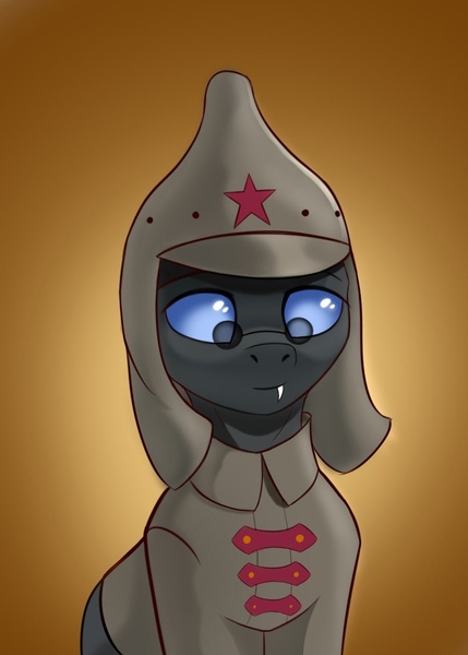 Size: 1000x1400 | Tagged: safe, artist:delta hronum, derpibooru import, oc, oc:gold muffin, unofficial characters only, changeling, changeling oc, clothes, cute, image, jpeg, looking at you, male, military uniform, red army, solo, soviet union, uniform