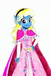 Size: 2122x3161 | Tagged: safe, artist:liaaqila, derpibooru import, oc, oc:azure/sapphire, equestria girls, crossdressing, equestria girls-ified, fairy tale, femboy, image, jpeg, maiden, male, traditional art