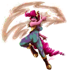 Size: 1425x1500 | Tagged: safe, artist:jamescorck, derpibooru import, pinkie pie, anthro, breasts, clothes, cosplay, costume, image, mina ashido, my hero academia, png, simple background, solo, transparent background