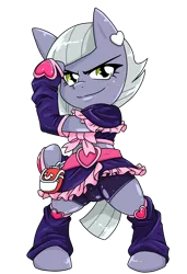 Size: 874x1280 | Tagged: safe, artist:batipin, derpibooru import, limestone pie, earth pony, semi-anthro, clothes, cosplay, costume, cure black, image, png, pretty cure, simple background, solo, transparent background