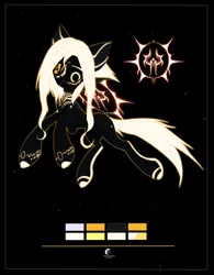 Size: 2500x3204 | Tagged: safe, artist:sinigam41, derpibooru import, oc, oc:burning centau, unofficial characters only, earth pony, pony, chest fluff, constellation pony, eyepatch, female, freckles, glow, image, mare, markings, png, reference sheet, scar, solo, tattoo