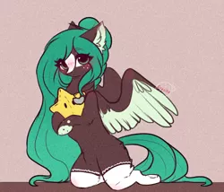 Size: 2242x1917 | Tagged: safe, artist:1fresita, derpibooru import, oc, oc:reni, pegasus, pony, clothes, female, image, mare, plushie, png, socks, solo, star plushie, two toned wings, wings