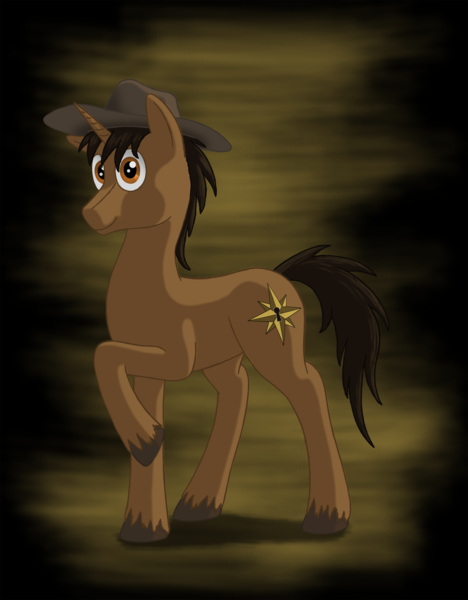 Size: 1496x1920 | Tagged: safe, artist:nebulastar985, derpibooru import, oc, unofficial characters only, earth pony, pony, unicorn, fanfic:midnight star, abstract background, brown coat, brown fur, brown mane, earth pony oc, horn, image, male, png, solo, stallion, unicorn oc, unshorn fetlocks