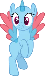 Size: 984x1656 | Tagged: safe, artist:pegasski, derpibooru import, oc, unofficial characters only, alicorn, pony, top bolt, alicorn oc, bald, base, eyelashes, horn, image, png, rearing, simple background, smiling, solo, transparent background, two toned wings, wings