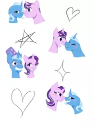 Size: 1536x2048 | Tagged: safe, artist:courtpoiuy, derpibooru import, starlight glimmer, trixie, unicorn, bust, female, gay, half r63 shipping, image, lesbian, male, png, rule 63, shipping, startrix, straight