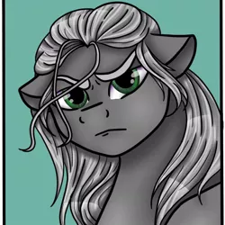 Size: 1080x1080 | Tagged: safe, alternate version, artist:pony_riart, derpibooru import, ponified, earth pony, pony, bust, frown, geralt of rivia, image, jpeg, male, solo, stallion, the witcher