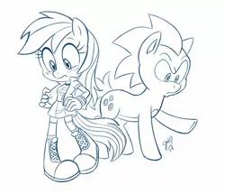 Size: 2048x1758 | Tagged: safe, artist:chibi-jen-hen, derpibooru import, rainbow dash, ponified, anthro, pegasus, pony, equestria girls outfit, female, image, jpeg, male, mare, role reversal, sonic the hedgehog, sonic the hedgehog (series), sonicified, species swap