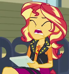 Size: 602x650 | Tagged: safe, derpibooru import, screencap, sunset shimmer, equestria girls, equestria girls series, rarity investigates: the case of the bedazzled boot, cropped, female, geode of empathy, image, magical geodes, png, solo