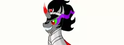 Size: 1051x384 | Tagged: safe, artist:maverickmam, derpibooru import, king sombra, pony, unicorn, bust, grin, image, jpeg, male, simple background, smiling, sombra eyes, stallion, white background