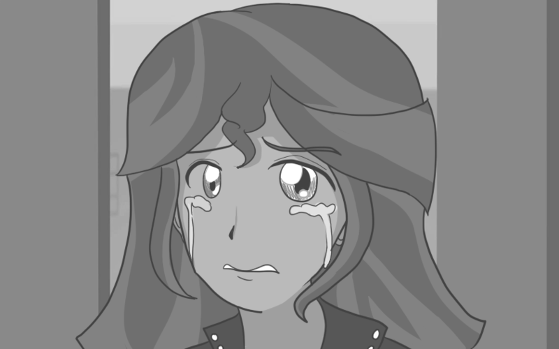 Size: 844x527 | Tagged: safe, artist:anael34gaby, derpibooru import, sunset shimmer, equestria girls, crying, female, image, monochrome, png, sad, solo, sunsad shimmer