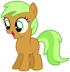 Size: 600x620 | Tagged: safe, artist:myrami, derpibooru import, apple crumble, earth pony, pony, apple family reunion, .svg available, apple family member, excited, female, filly, happy, image, png, simple background, smiling, transparent background, vector