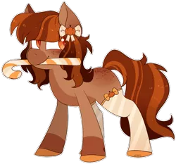 Size: 827x770 | Tagged: safe, artist:jetjetj, derpibooru import, part of a set, oc, oc:pumpkin, unofficial characters only, earth pony, pony, candy, candy cane, clothes, commission, female, food, image, mare, mouth hold, png, simple background, socks, solo, transparent background, ych result