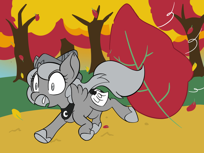 Size: 2048x1536 | Tagged: safe, artist:steelsoul, derpibooru import, princess luna, pony, moonstuck, autumn, female, filly, image, leaf, leaves, png, running, running of the leaves, scared, solo, woona, younger