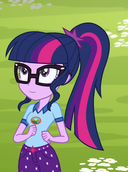 Size: 764x1026 | Tagged: safe, derpibooru import, edit, edited screencap, editor:mycarhasamoustache, screencap, sci-twi, twilight sparkle, equestria girls, legend of everfree, camp everfree outfits, cropped, image, png, smile edit, solo