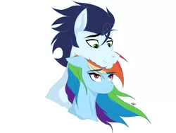 Size: 2048x1536 | Tagged: safe, artist:pimpartist101, derpibooru import, rainbow dash, soarin', bust, female, image, male, png, portrait, shipping, soarindash, straight, traditional art