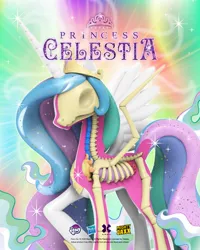 Size: 1080x1350 | Tagged: safe, derpibooru import, official, princess celestia, alicorn, pony, 3d render, bone, dissectibles, female, freeny's hidden dissectibles, image, jpeg, merchandise, my little pony logo, organs, poster, skeleton, solo, sun