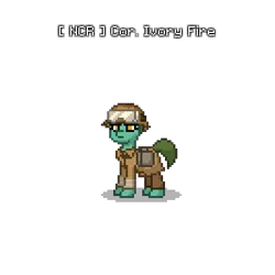 Size: 400x400 | Tagged: safe, derpibooru import, oc, oc:cor. ivory fire, earth pony, pony, fallout equestria, ashes town, clothes, female, image, mare, military uniform, ncr, pixel art, png, solo, uniform