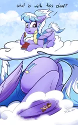 Size: 1546x2500 | Tagged: safe, artist:tsitra360, derpibooru import, cloudchaser, pegasus, pony, butt, cloud, commission, cookie, duo, eating, food, image, jpeg, micro, plot, unaware, underhoof, wing hold