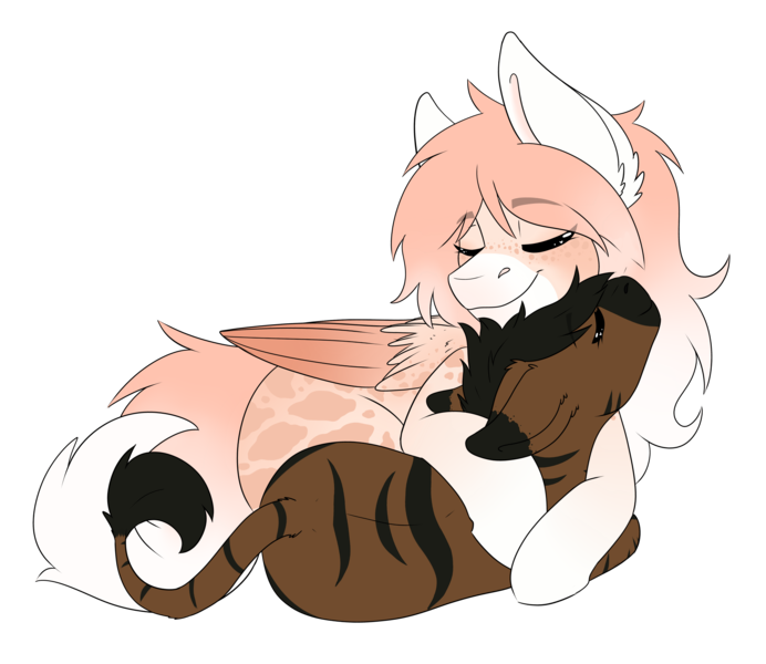 Size: 3335x2893 | Tagged: safe, artist:celestialoddity, derpibooru import, oc, oc:inkwelt, oc:peach cookie crumble, oc:peach crumble, unofficial characters only, zebra, cuddling, dawwww, duo, duo female, female, image, png, simple background, transparent background, zebra oc