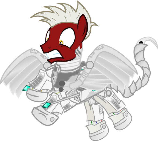 Size: 10000x8910 | Tagged: safe, artist:lincolnbrewsterfan, derpibooru import, oc, oc:lighthooves, unofficial characters only, cyborg, earth pony, pony, fallout equestria, fallout equestria: project horizons, absurd resolution, concerned, cyberpunk, dart launcher, derpibooru exclusive, do not want, fanfic art, flying, image, level 4.5 (light model) (project horizons), male, png, simple background, solo, stallion, transparent background, vector