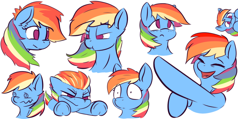 Size: 4000x2000 | Tagged: safe, artist:phlerius, derpibooru import, rainbow dash, pegasus, pony, angry, compilation, cute, dashabetes, dashstorm, digital art, expressions, flying, image, madorable, multeity, open mouth, png, raised hoof, shrunken pupils, solo, swirly eyes, unamused, underhoof, wavy mouth