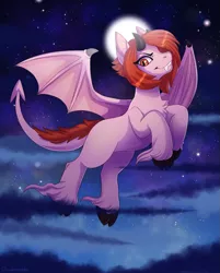 Size: 1043x1300 | Tagged: safe, artist:strawberryneko, derpibooru import, oc, oc:weathervane, unofficial characters only, demon, pony, bat wings, cloven hooves, fangs, horns, image, nightmare night, png, slit eyes, species swap, unshorn fetlocks, wings