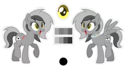 Size: 2500x1400 | Tagged: safe, artist:ponkus, derpibooru import, oc, oc:greyscale, unofficial characters only, pegasus, pony, collar, happy, image, png, reference sheet, shock collar, simple background, solo, transparent background